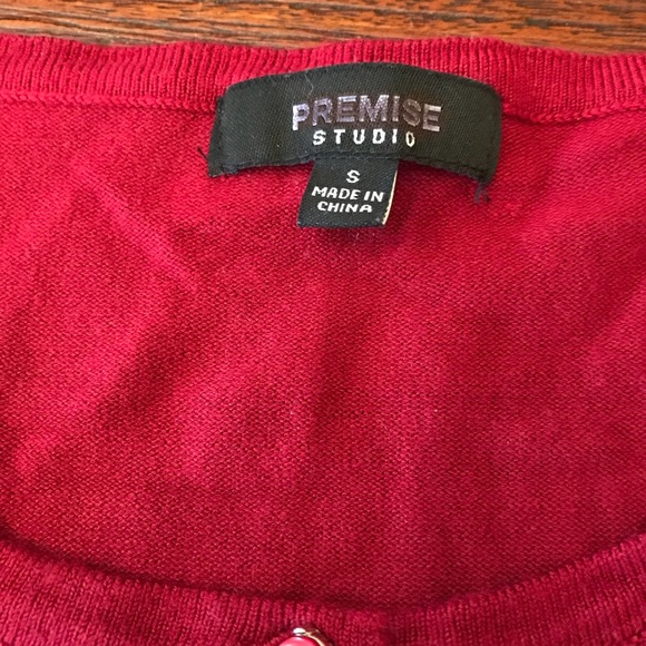 NWT Cherry Red Cardigan with jewel button details - Picture 3 of 3